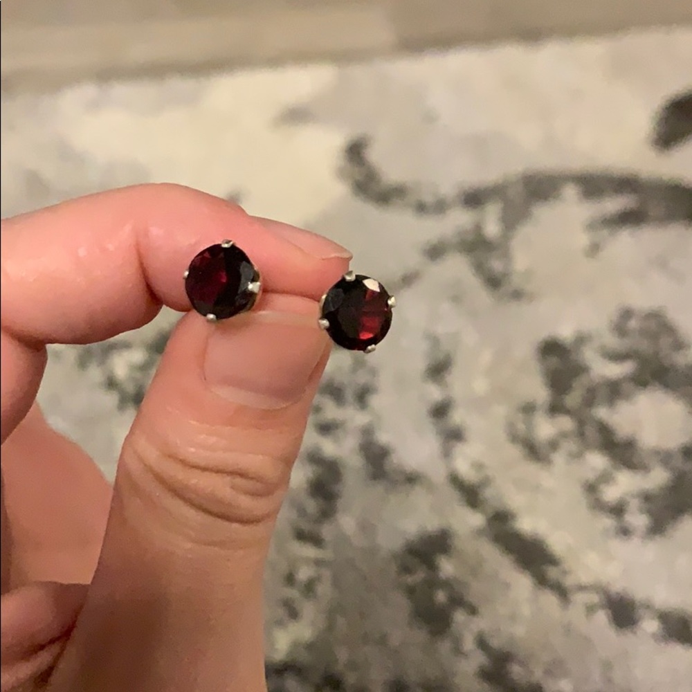 Garnet Cubic Zirconia Studs